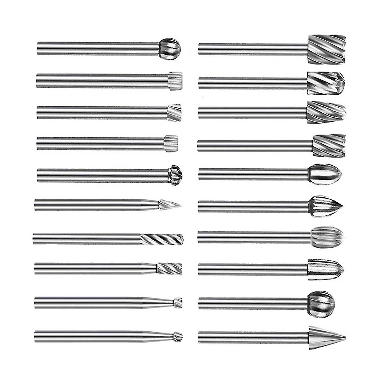 20Pcs Rotary File Burr Grinding Bit High Speed Steel Tool Set Kit for Chamfering Engraving 
