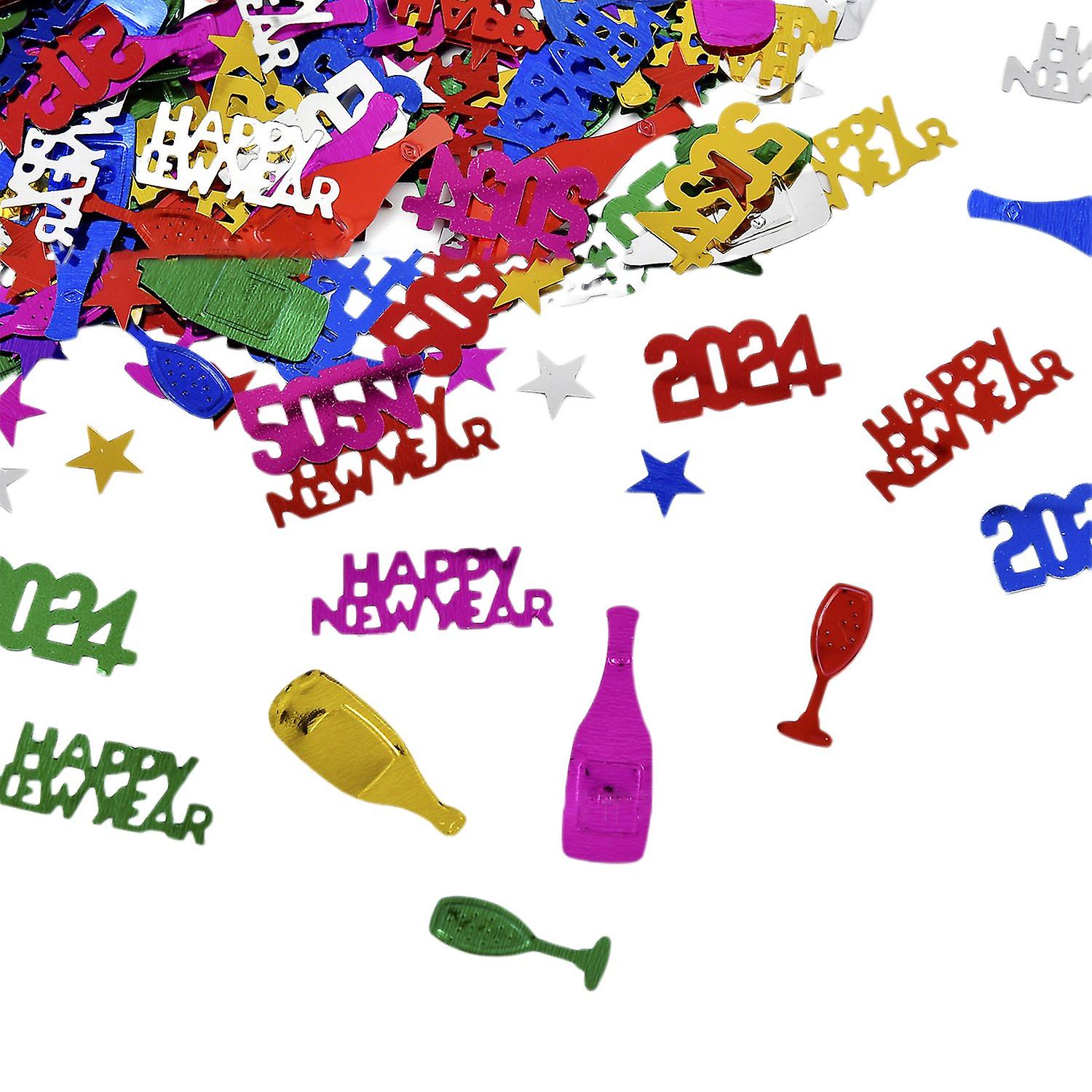 1 Set 2024 Happy New Year Confetti Elegant Black Golden Silver Color Confetti for Parties Holiday