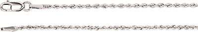 14Kホワイトゴールド1.5mm 7インチロープブレスレット、ロブスタークラスプリンクブレスレット付き女性用-1.7グラム