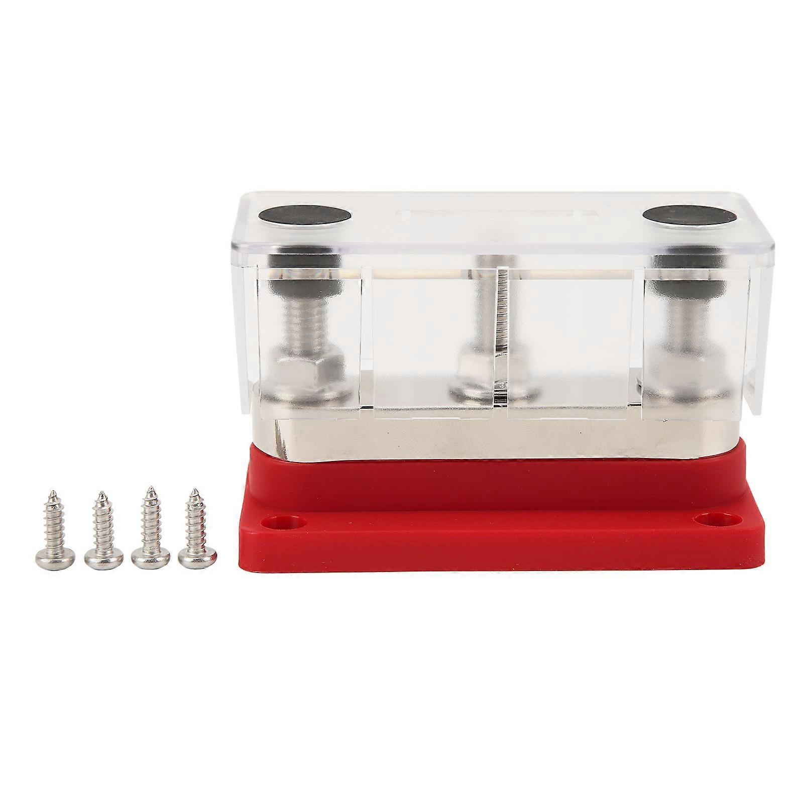 12-48V 600A Power Distribution Block 3 Stud M10 Battery Terminal Block Bus Bar for Car Truck RV Boat Industrial Equipment Red