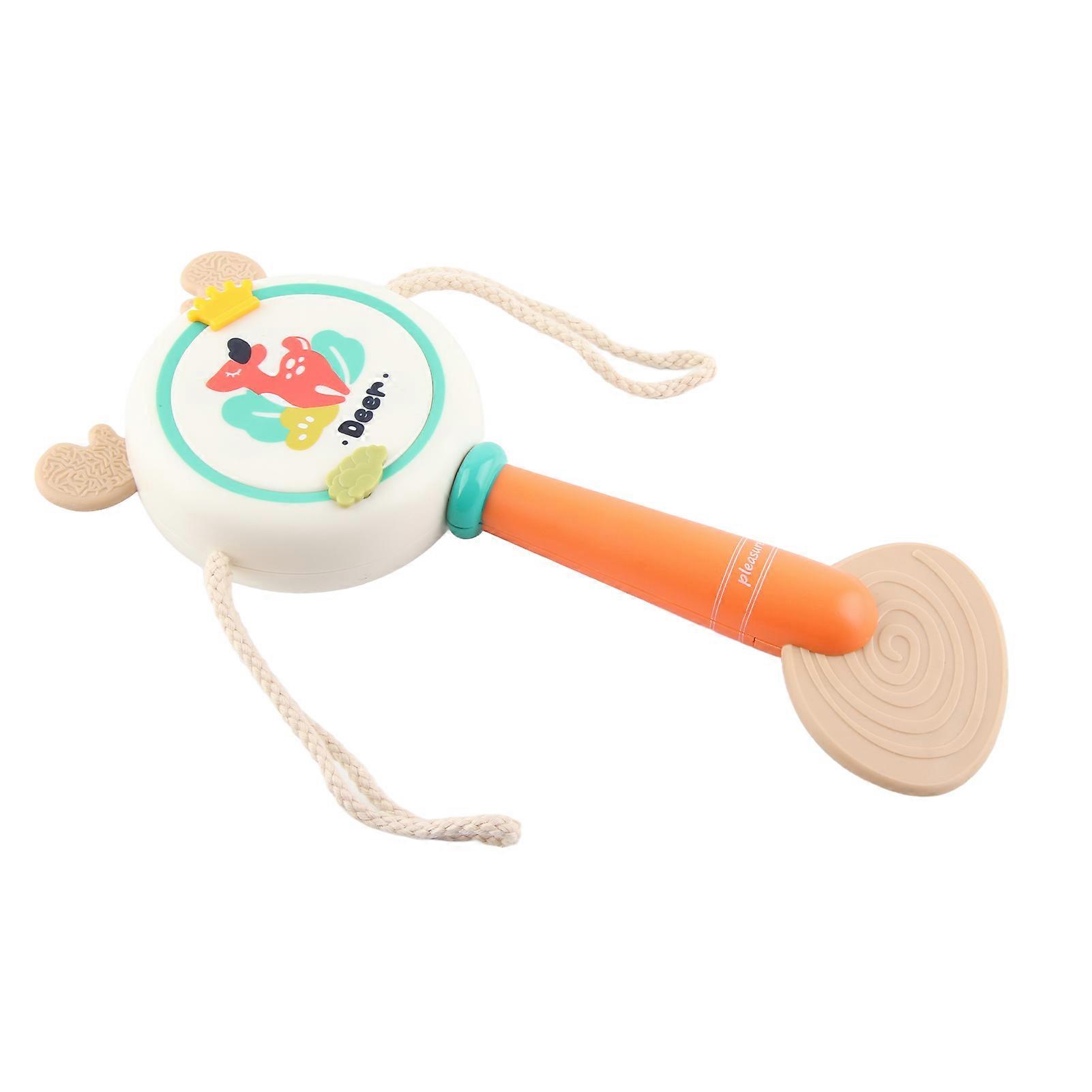 Rattle Drum Cartoon Pattern Percussion Handheld Educational Shaking Drum Toy for Newborn Type 1 