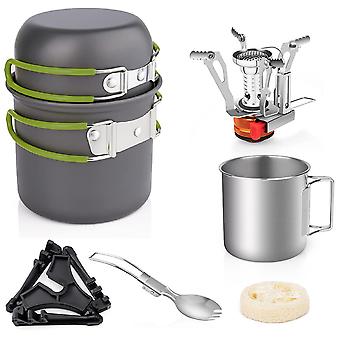 Camping Cookware Set With Folding Camping Stove Lightweight Pot Pan Set
