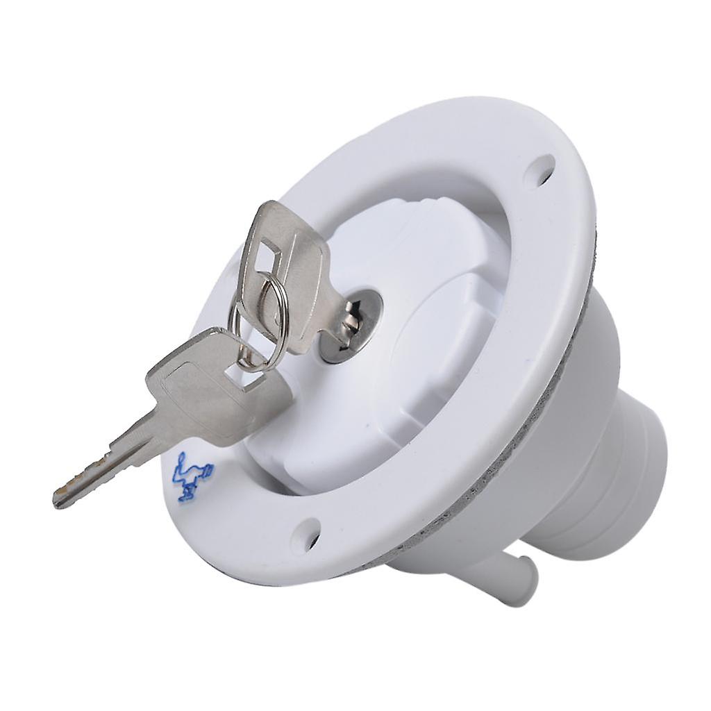 White Round Gravity City Water Inlet Fill Dish Hatch Lock RV Trailer