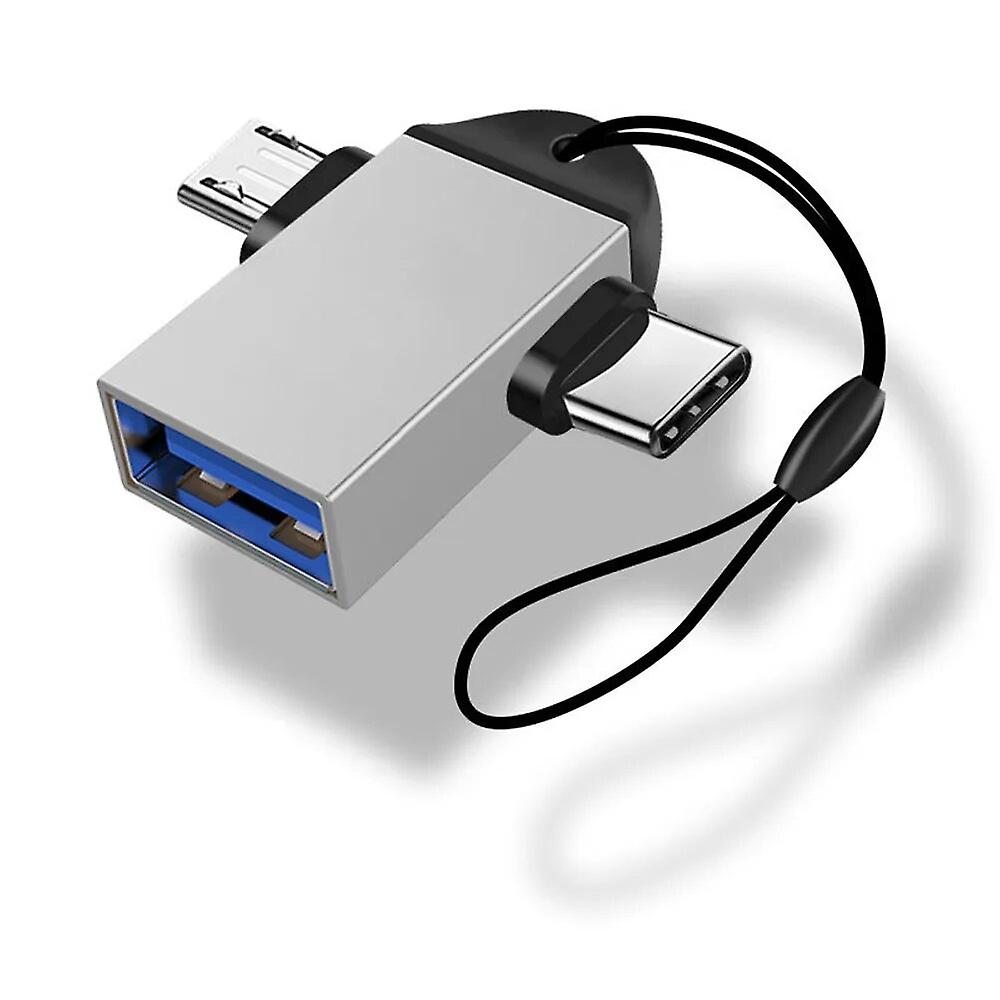 في 1 OTG محول USB 3.0 أنثى إلى Micro USB ذكر و USB C ذكر موصل سبائك الألومنيوم محول السفر ل Xiaomi ~ 23740