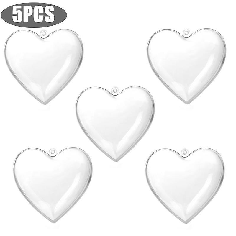 5PS Clear Plastic Craft Ball Hearts Shape Baubles For Christmas K1Z4 C1U7