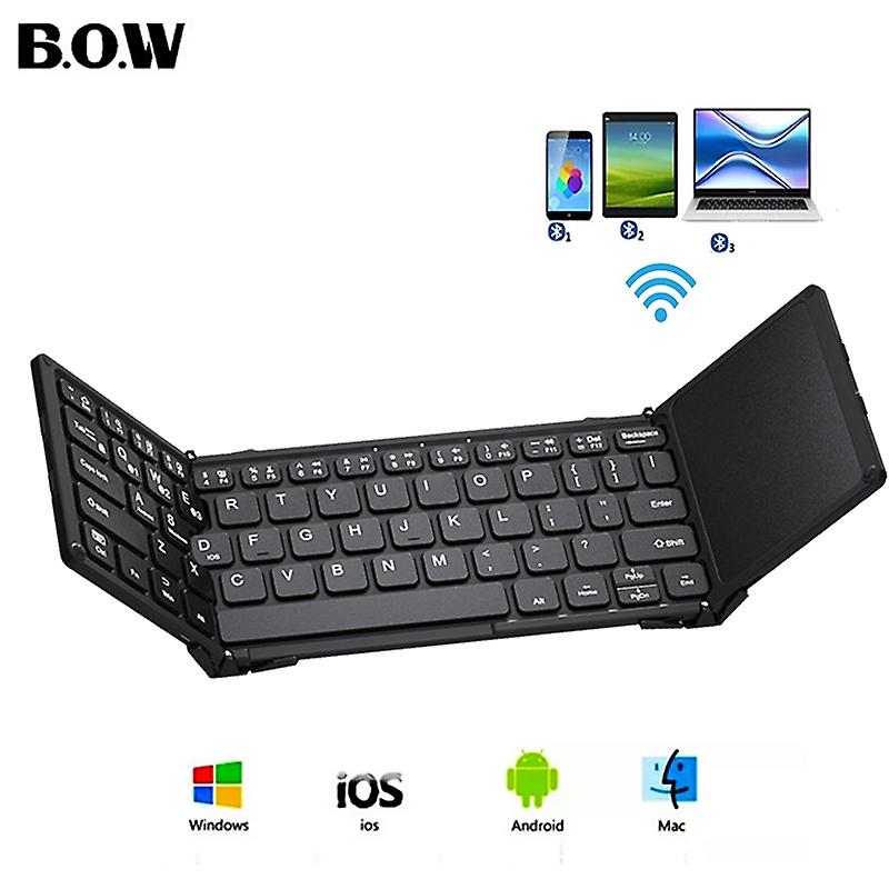 Foldable Wireless Keyboard Rechargeable Keyboard With Touchpad Multi-Device Folding Bluetooth Keyboa