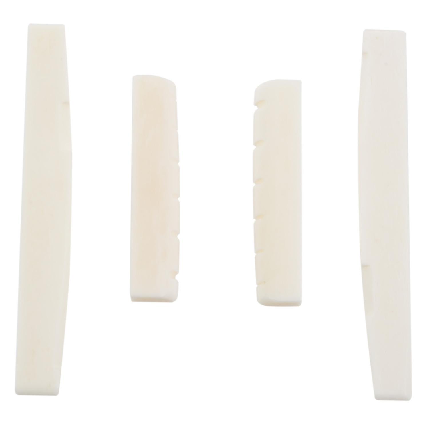 2 Sets Of 4pcs 6 String Acoustic Guitar Bone Bridge Saddle And Nut Made Of Real Bone