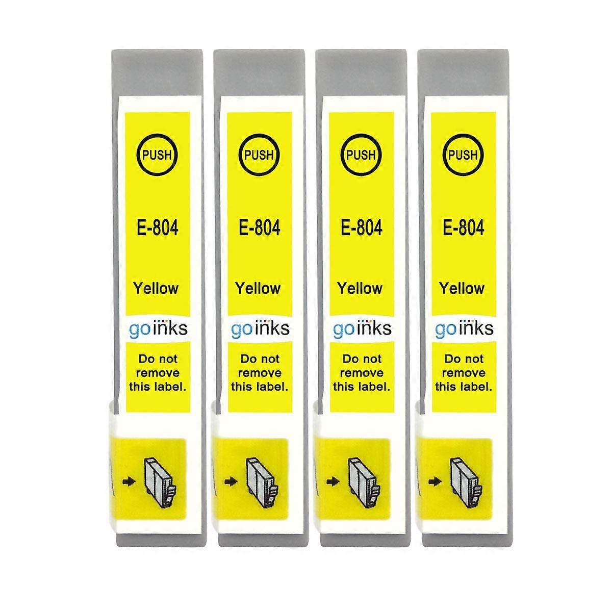 4 Yellow Ink Cartridges to replace Epson T0804 Compatible/non-OEM from Go Inks