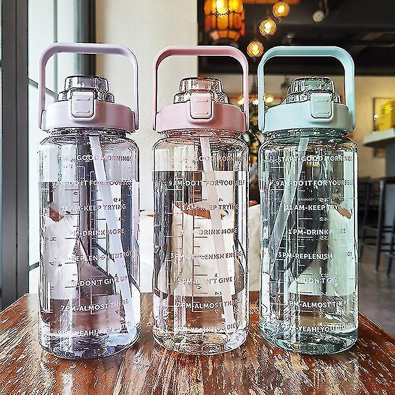 2l Portable Large Capacity Water Bottles Fitness Water Jug With Time Marker