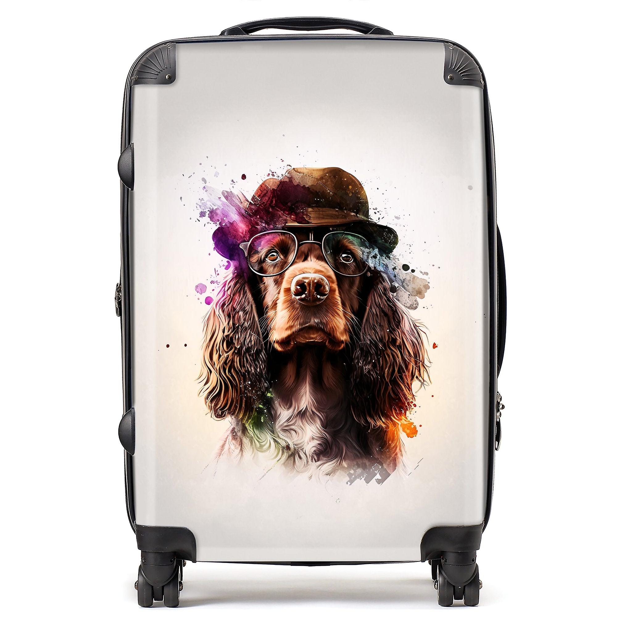 English Cocker Spaniel With Glasses Splashart Suitcase