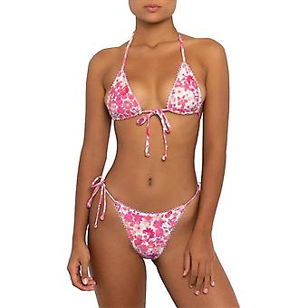 Bikinis Swimsuit Set for Women Swimwear Triangle Bathing Suit Tie String Thong Pink