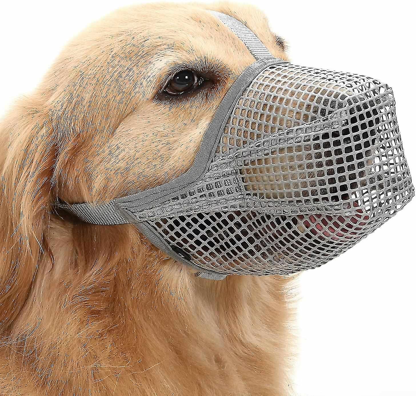 Dog muzzle with adjustable strap, soft mesh covered muzzle, suitable for small, medium and large dog