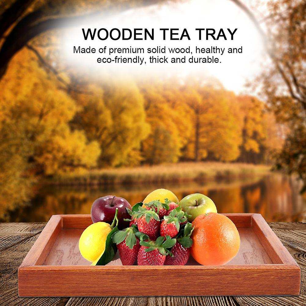 Square Solid Wood Tea Tray 18x18cm Brown Eco-Friendly Serving Plate