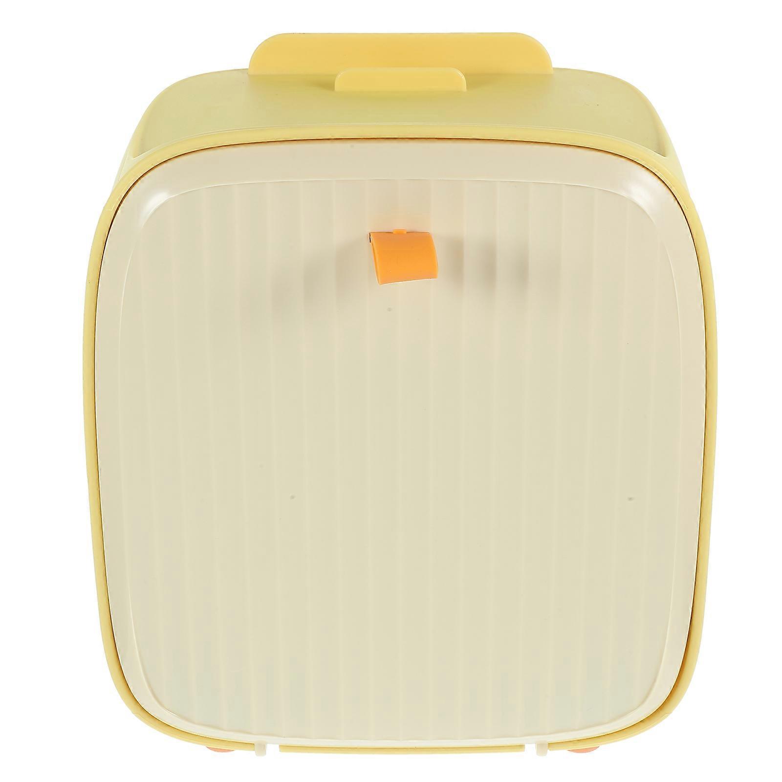 Desktop Trash Storage Basket Trash Can Waste Paper Basket with Lid for Home