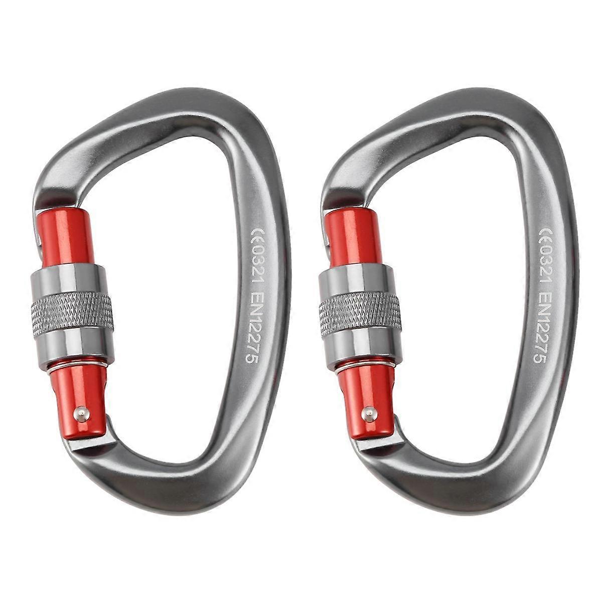 2PCS 25KN Carabiner Clip D Shape Hook Aluminium Alloy Mountaineering Equipment for Hiking, Camping, Backpack Hooks B