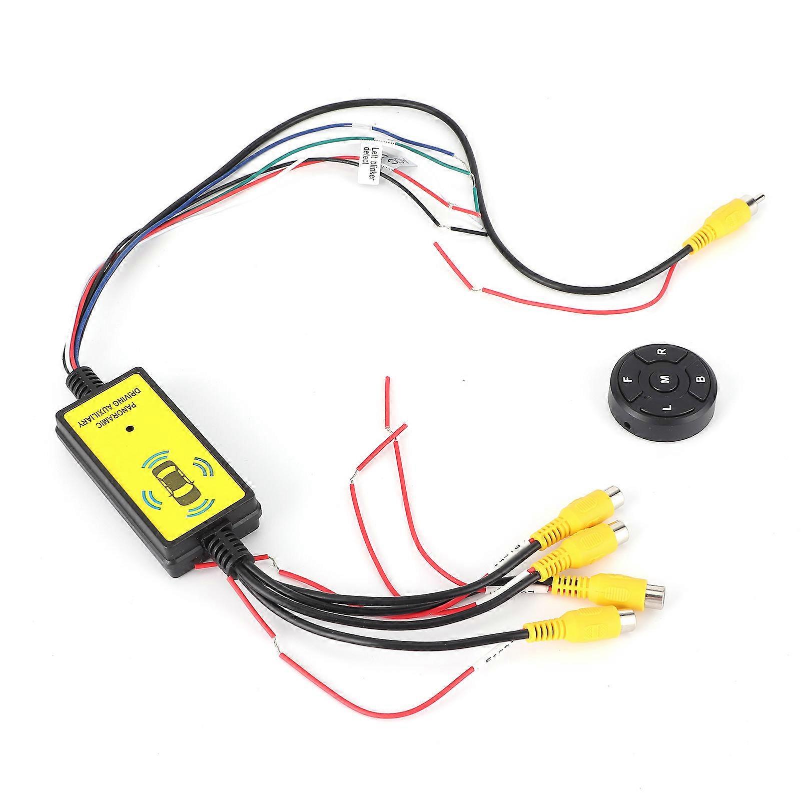 360 Degree Panoramic Video Switch Box 4?In?1?Out Reversing Video Converter with Remote Control