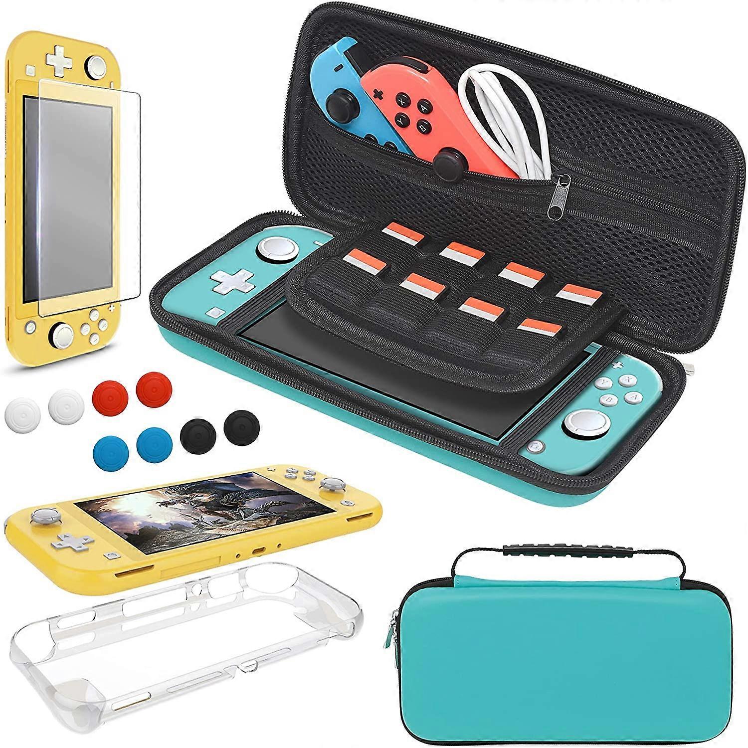 4 in 1 Accessories Kit for Switch Lite, Portable Travel Case, TPU Case, Screen Protector with 8 Handles