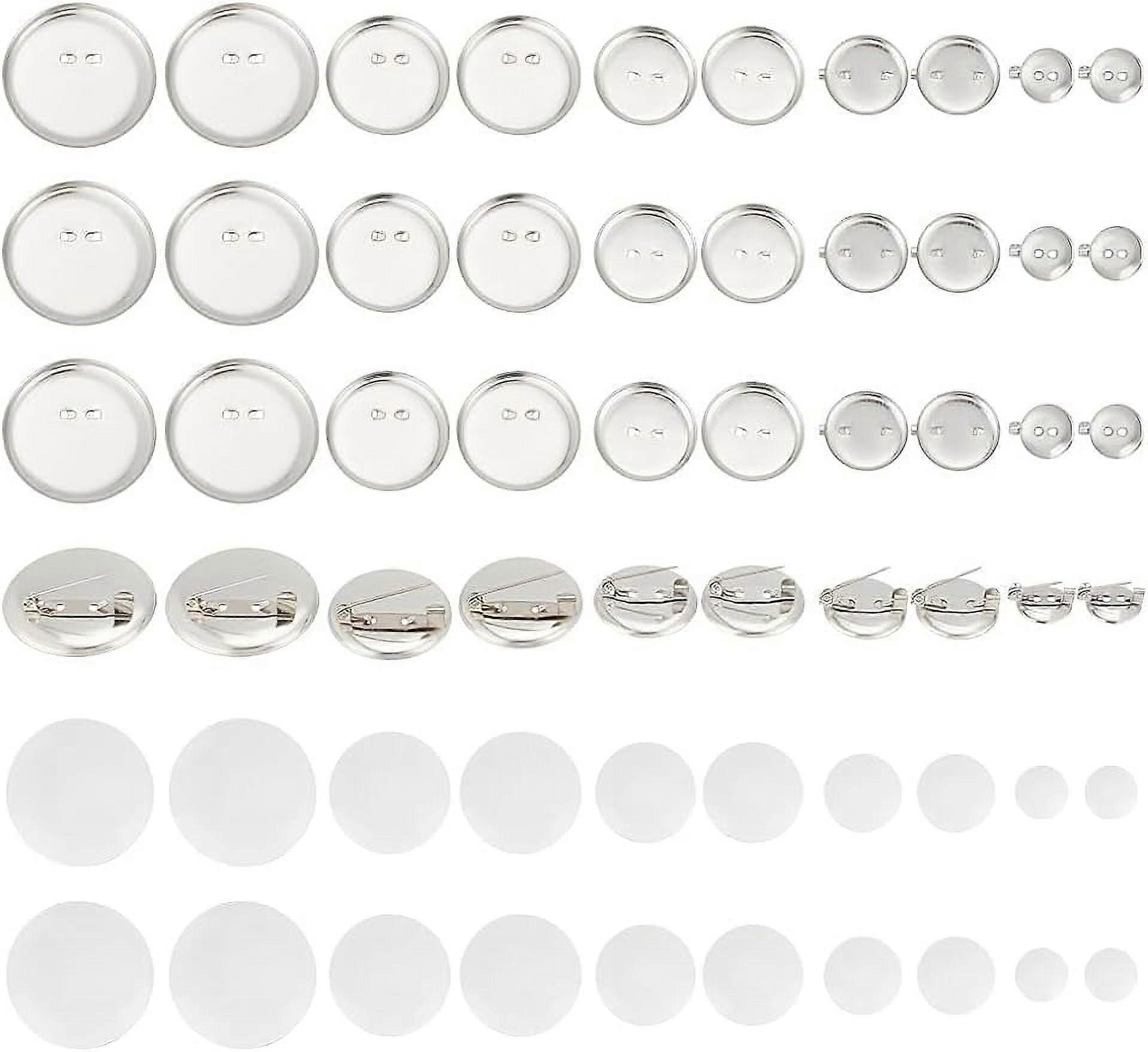 40Pcs Brooch Pins TraysRound Brooch Base for Embroidery 12mm~34mm Brooch Base Setting with 40Pcs Resin Blank Buttons Blank Iron Brooch Pin Disk Base