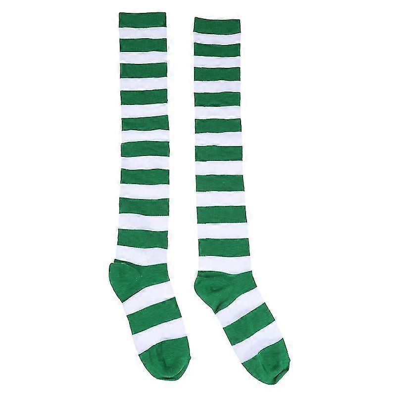 Polyester Wide Striped Thigh High Stocking For Women's Use