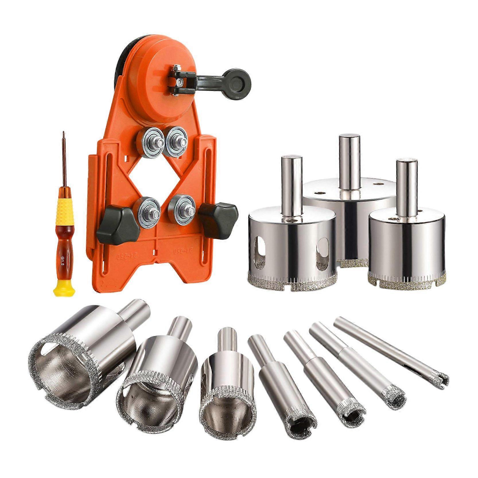 12 Pcs Diamond Drill Hole Saw Set, Ceramic Tile Bottle Opener with Hole Saw Guide Device, for Ceram