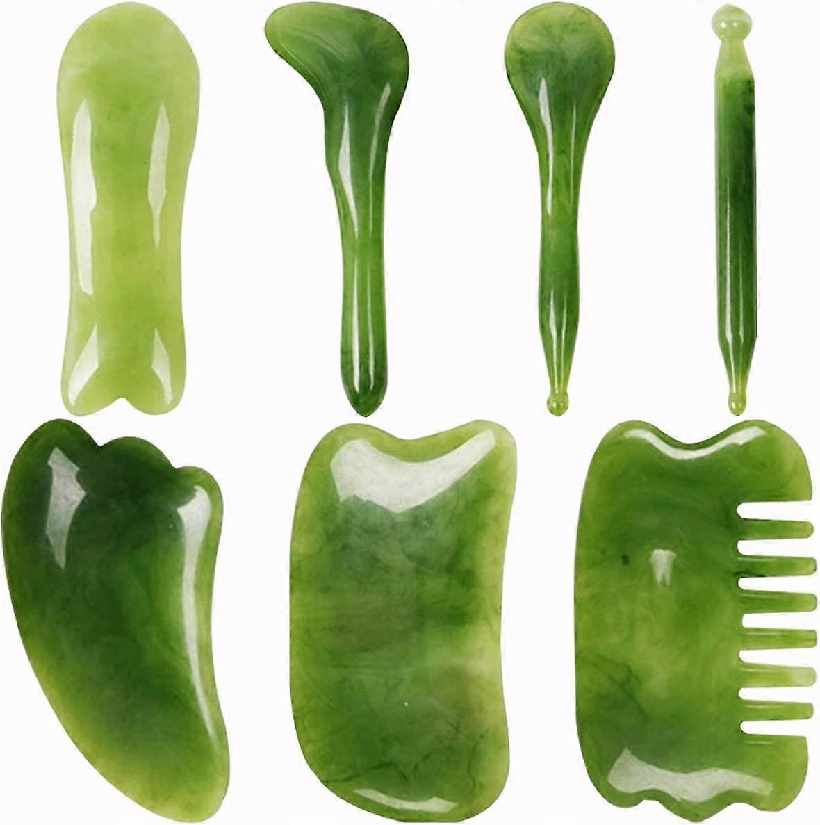 7 pièces Gua Sha appareil de massage, masseur Gua Sha Massageger, adapté pour le visage, le cou, les bras, le corps, les jambes, le dos