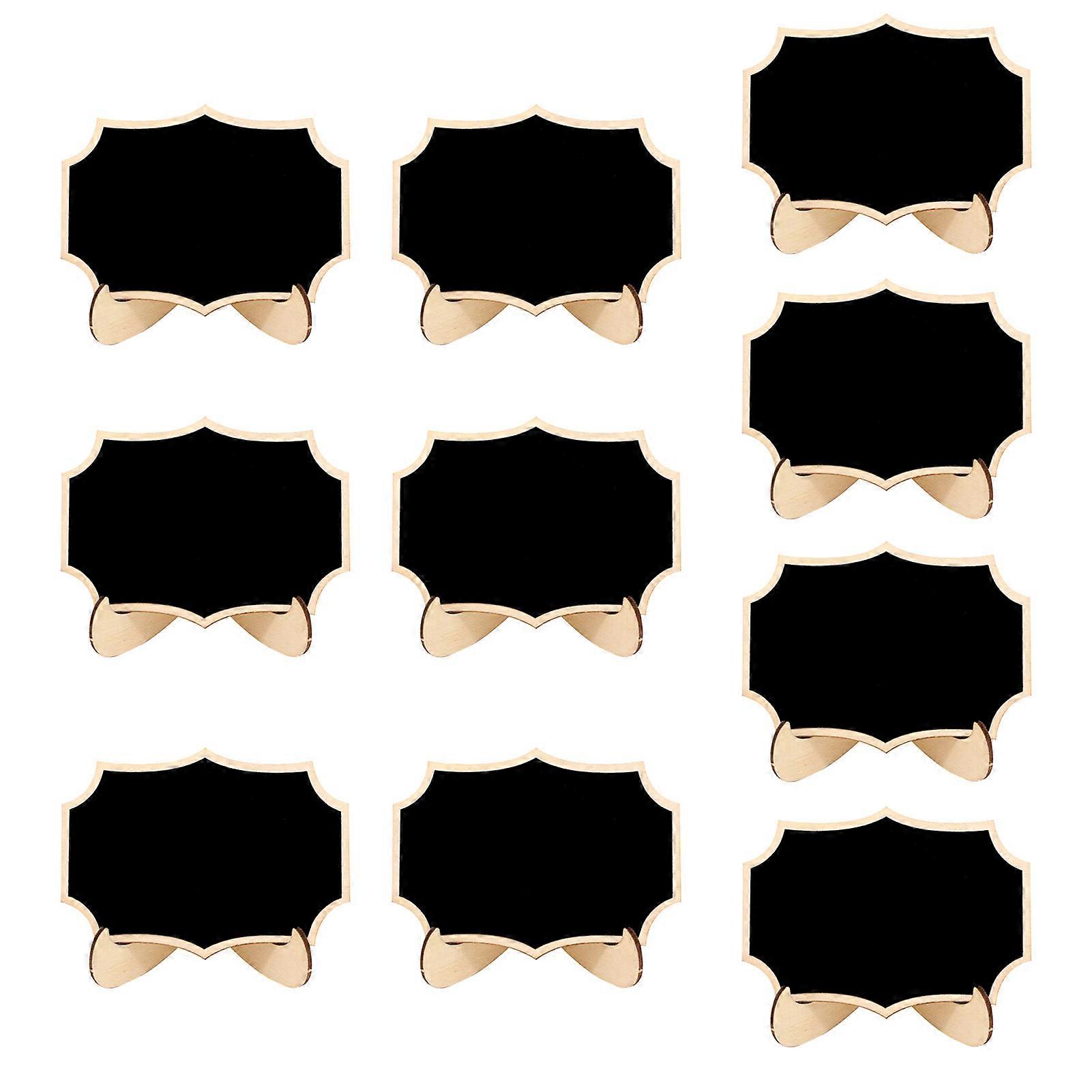 10Pcs Mini Chalkboard Sign with Stand Wooden Desktop Blackboard Reusable Single Sided Small Message Board Wedding Party Events Buffet Decoration Board