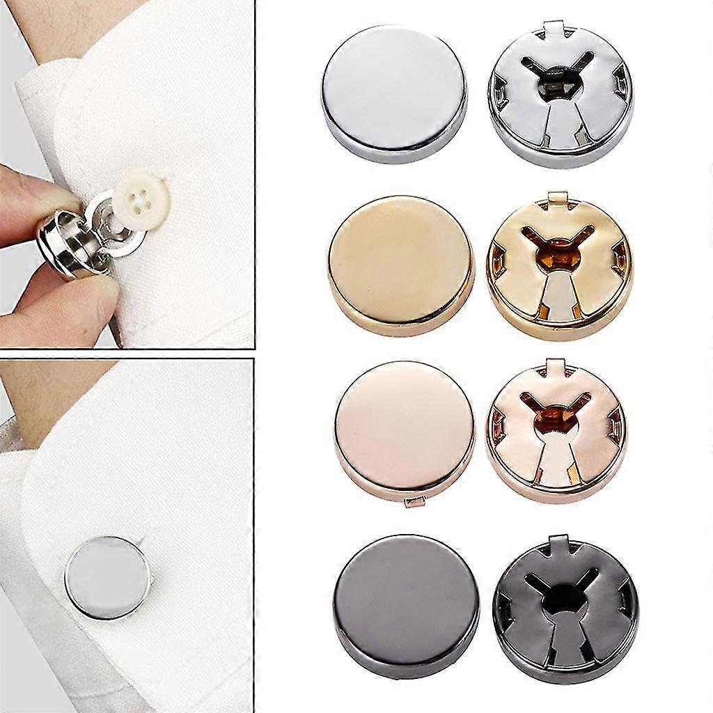 1 Pair Brass Round Button Cover Cufflinks Formal Shirt Cuff Links Fine Details Imitation Cuff Links For Photo Shooting