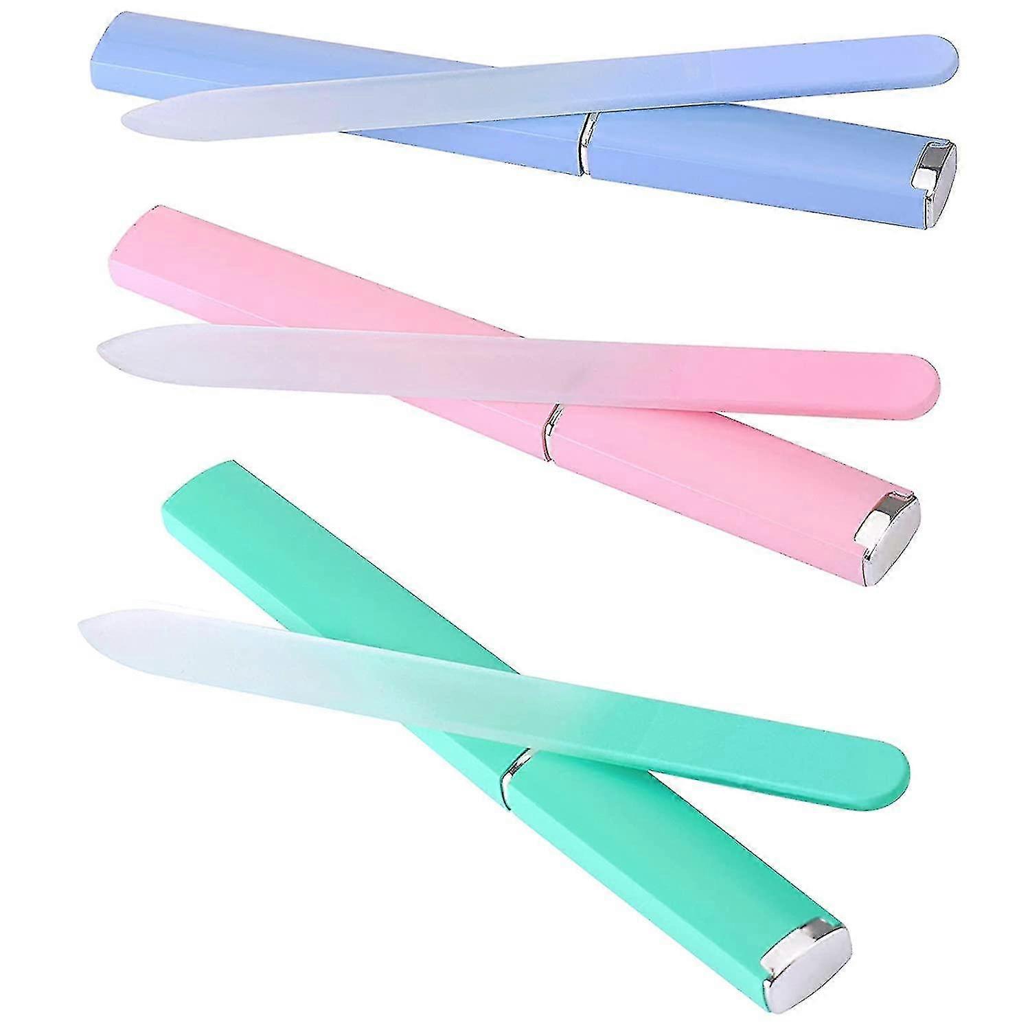 3 Pack Crystal Glass Nail File With Case