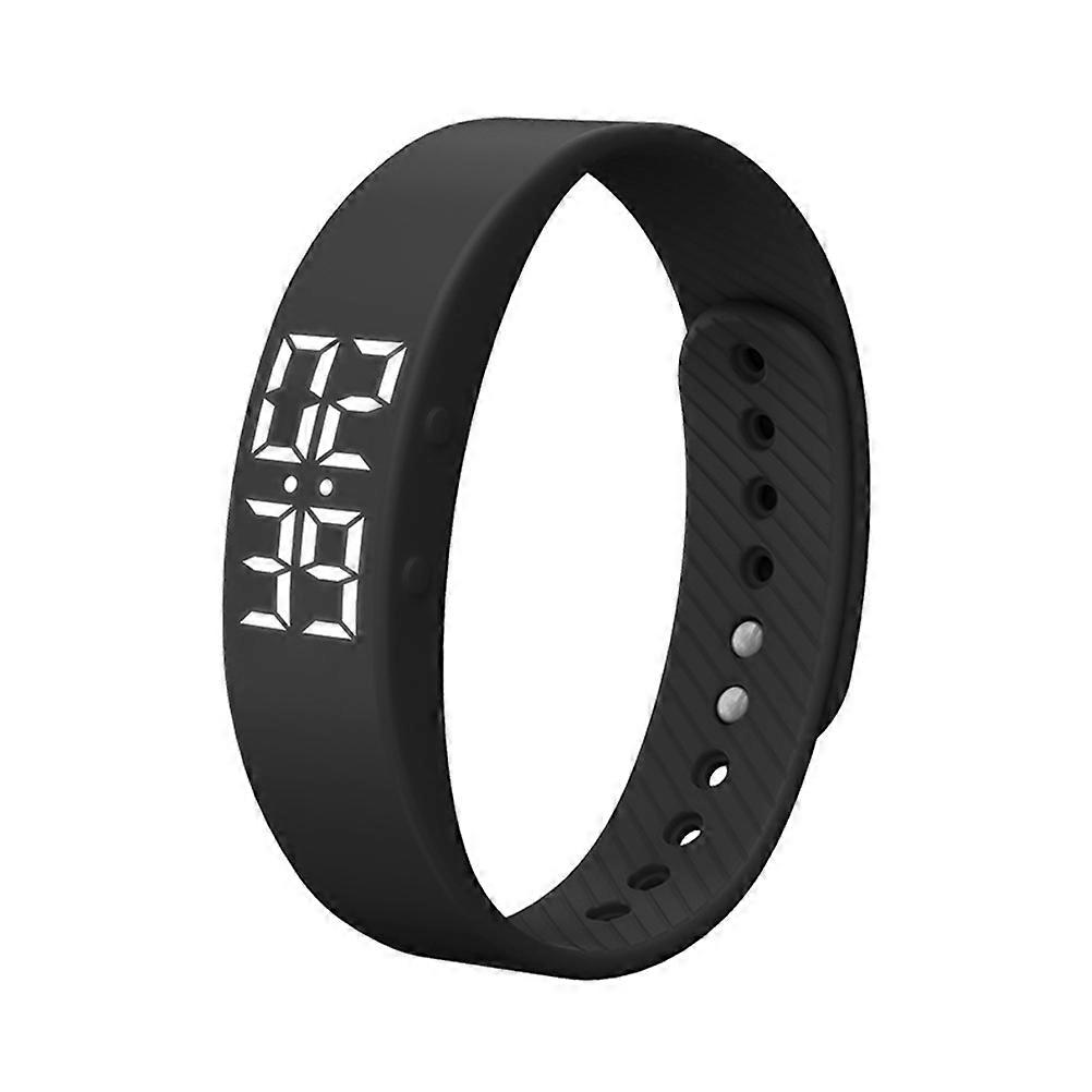 T5S Bracelet Watch with Vibrating Realtime Showing Waterproof Smart Wristband LED Screen Fitness Sports Sleep Smart Watch (Black)