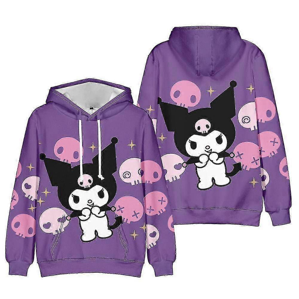 Kuromi Impresso Hoodies Crianças Meninas Com Capuz Moletom Jumper Casual Solto Pulôver Tops Presentes -NMAOV