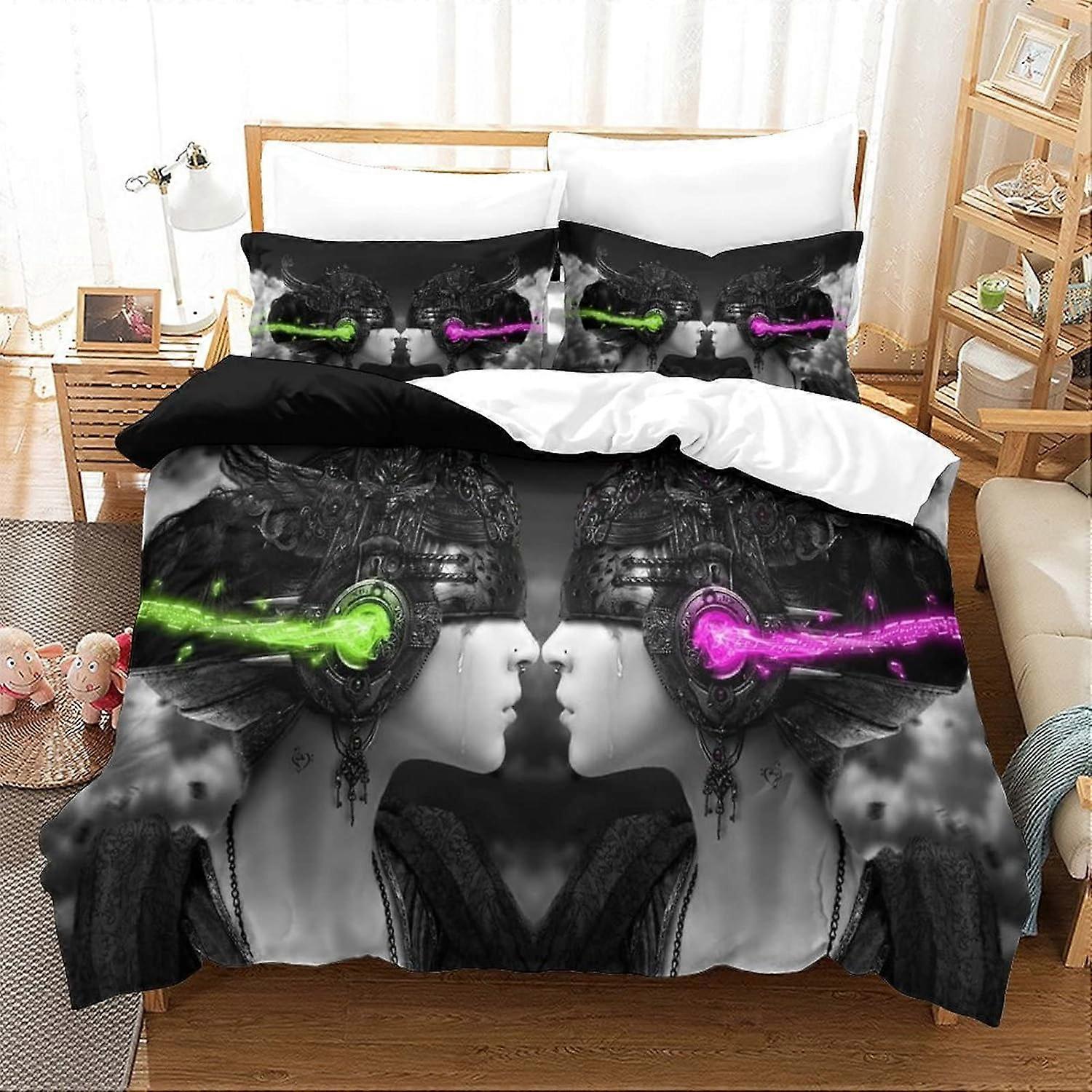 مجموعة الفراش الموسيقية الفنية غطاء لحاف الصخور غطاء لحاف موسيقى مجموعة الفراش للأطفال الأولاد والبنات والمراهقين والشباب ديكور الغرفة الغناء 135 * 200 سم