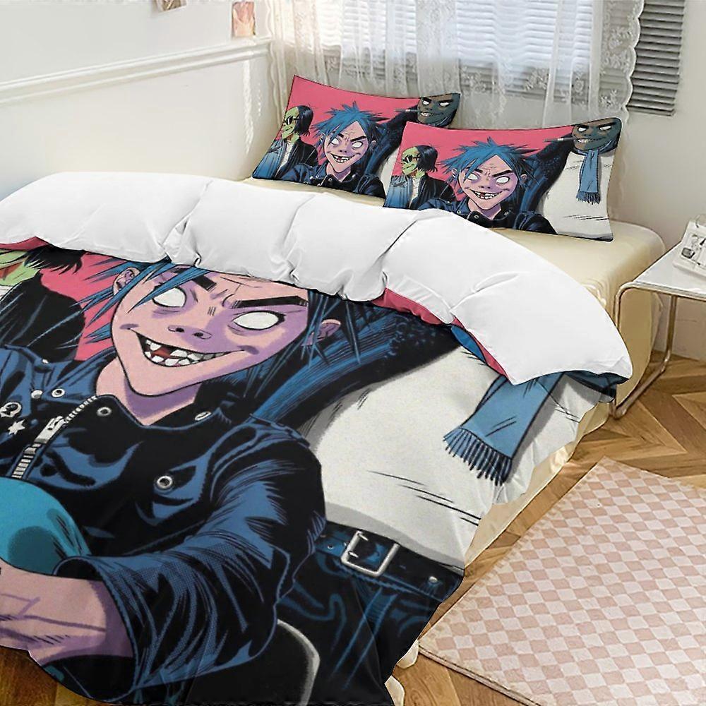 x57 Gorillaz Conjunto de Cama de 3 Peças Capa de Edredom Macia Quente e Confortável Conjunto de Cama com 1 Capa de Edredom e 2 Fronhas para Quarto b57