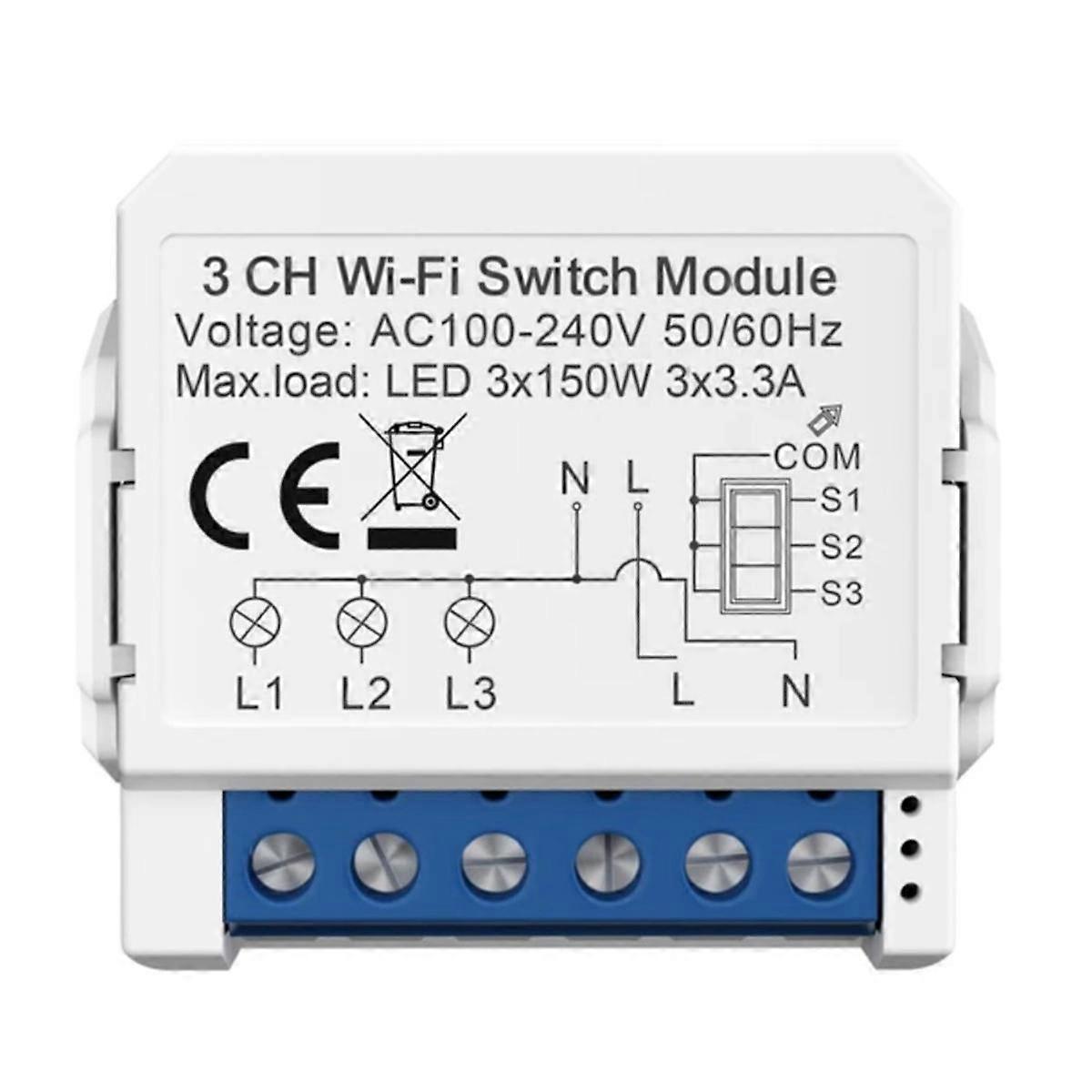 Tuya Smart WiFi Light Switch 3 Way Control Mini Breaker Controlled By Yandex Alexa Google Home