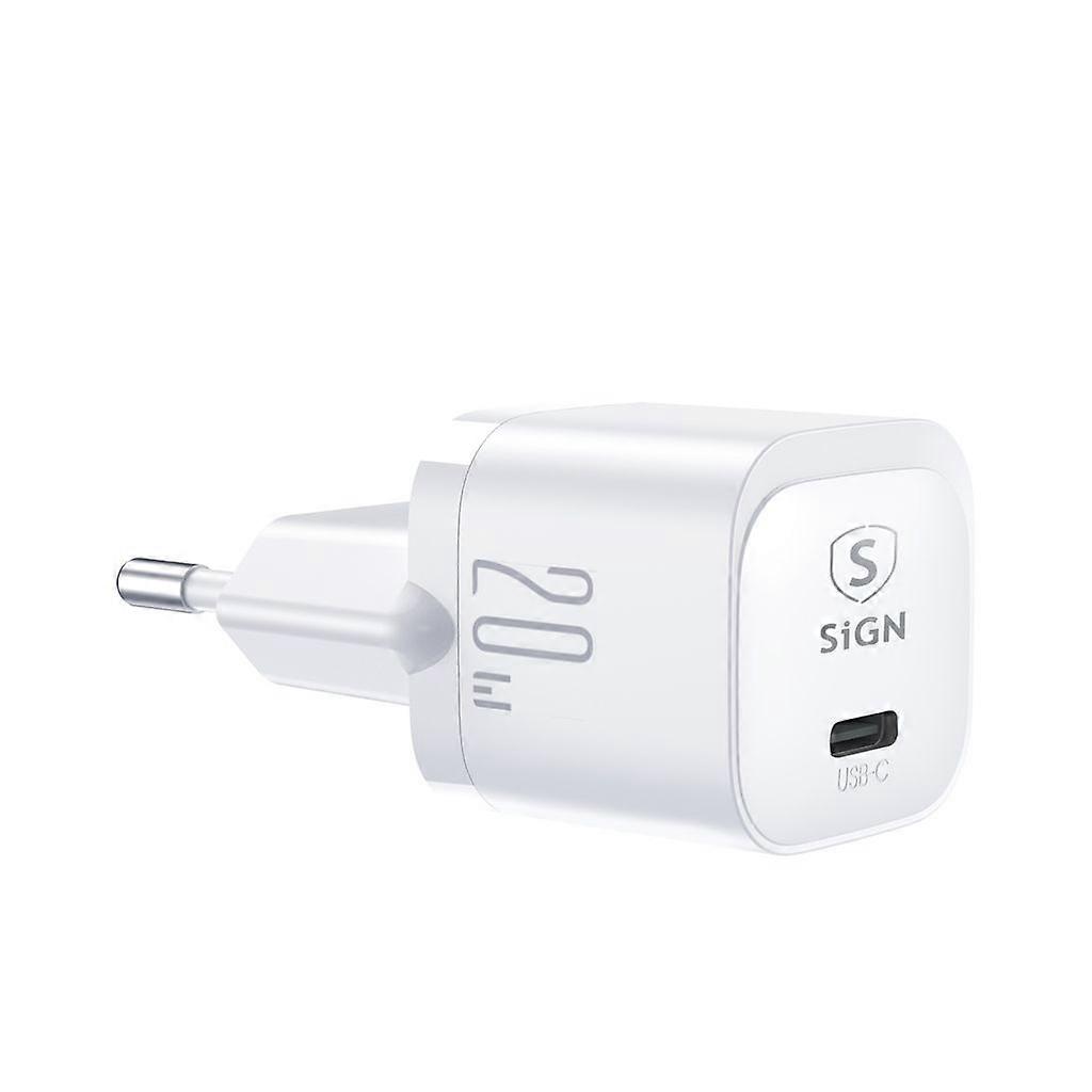 Vegglader USB-C PD, 20W - Hvit