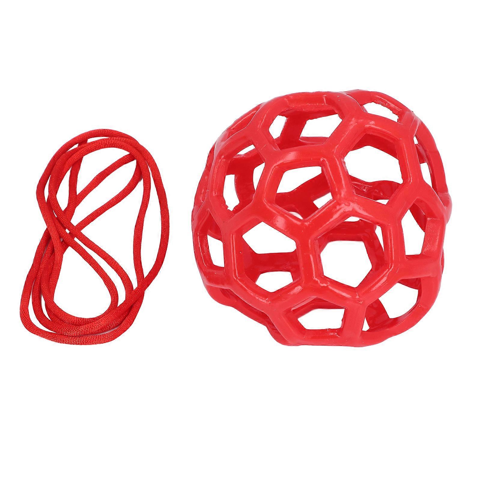 Hanging Feeding Toy Rubber Lattice Design Lightweight Soft Horse Treat Ball for Home and Farm Red