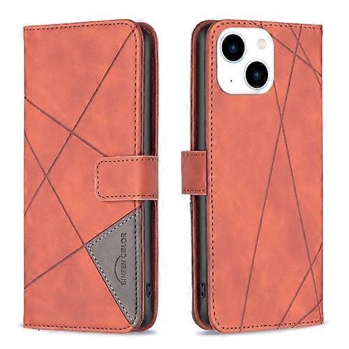 Para iPhone 15 Capa de Telefone de Couro com Textura de Losango com Fivela Magnética