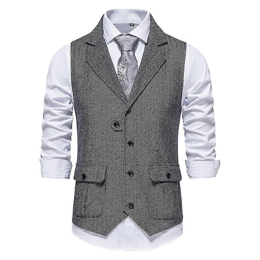 Herrväst Affärsärmar Höst Vinter Formell enkelknäppt väst