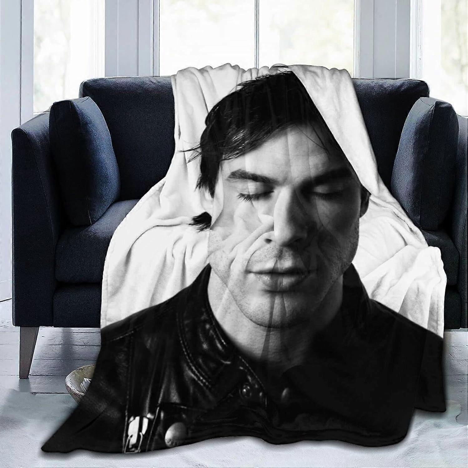 Ian-Somerhalder Cozy Plush Thow Blanket Flannel Blanket,Bedding Warm Fleece Soft Blanket for Sofa Couch Living Room Office Car Camp Beach BlanketsC-15