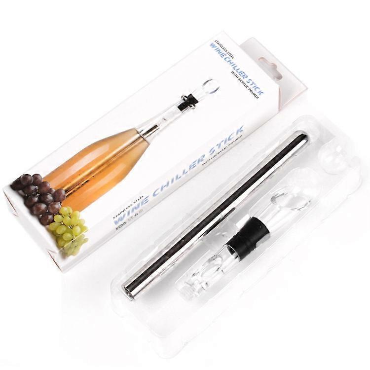 Stainless steel red wine ice wine stick two piece set of efficient quick freezing cooling stick Red wine beer juice cooling stick 31.5 * 2.4cm,2024 Pi