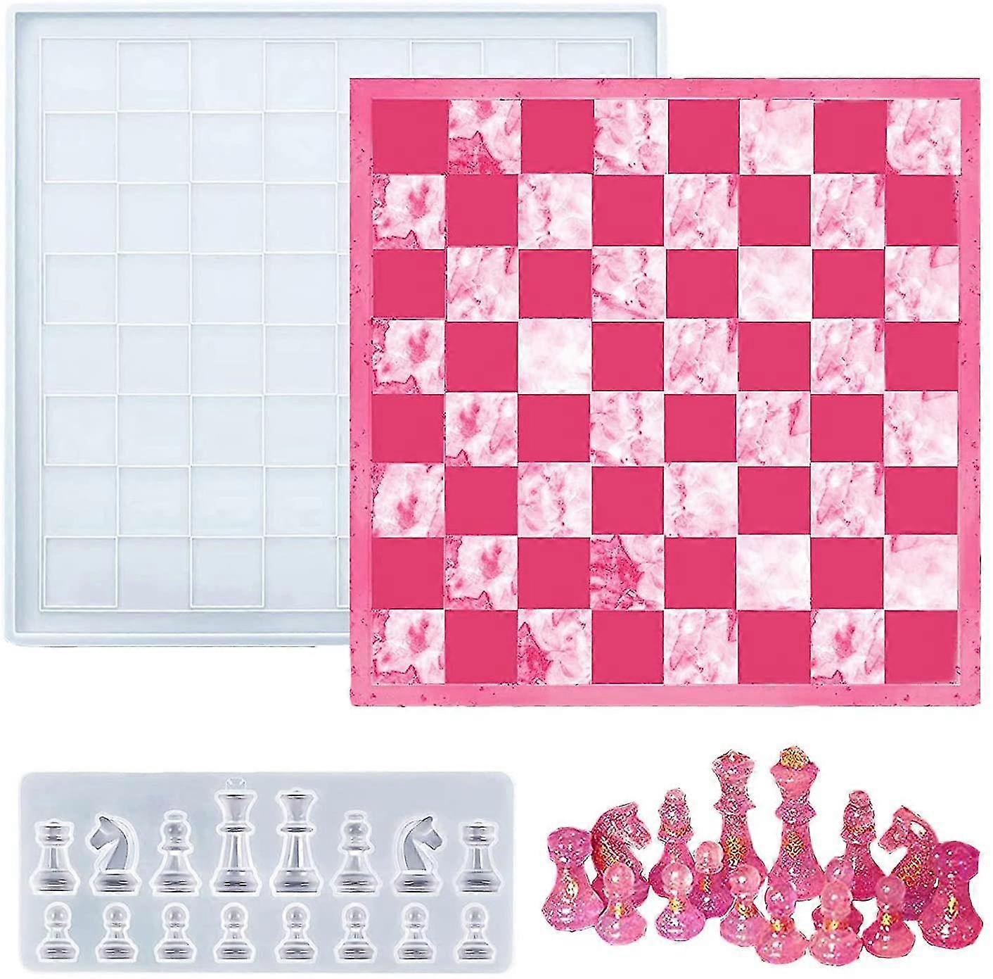 Chess Board Resin Mold Set,xqday Silicone Chess Board And Chess Shape,xqday Diy Resin Art