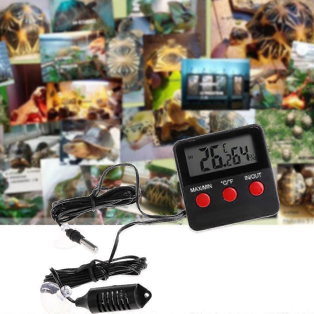Digital Thermometer Hygrometer Pet Reptile Temperature Humidity W/ Remote Sensor