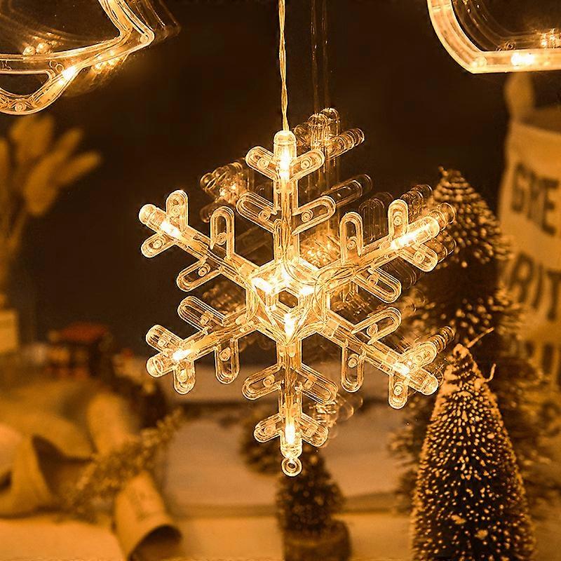 3pcs Window Decorations Hanging Led Light Warm White Battery Powered with Suction Cup Snowflake Bell Deer Decor