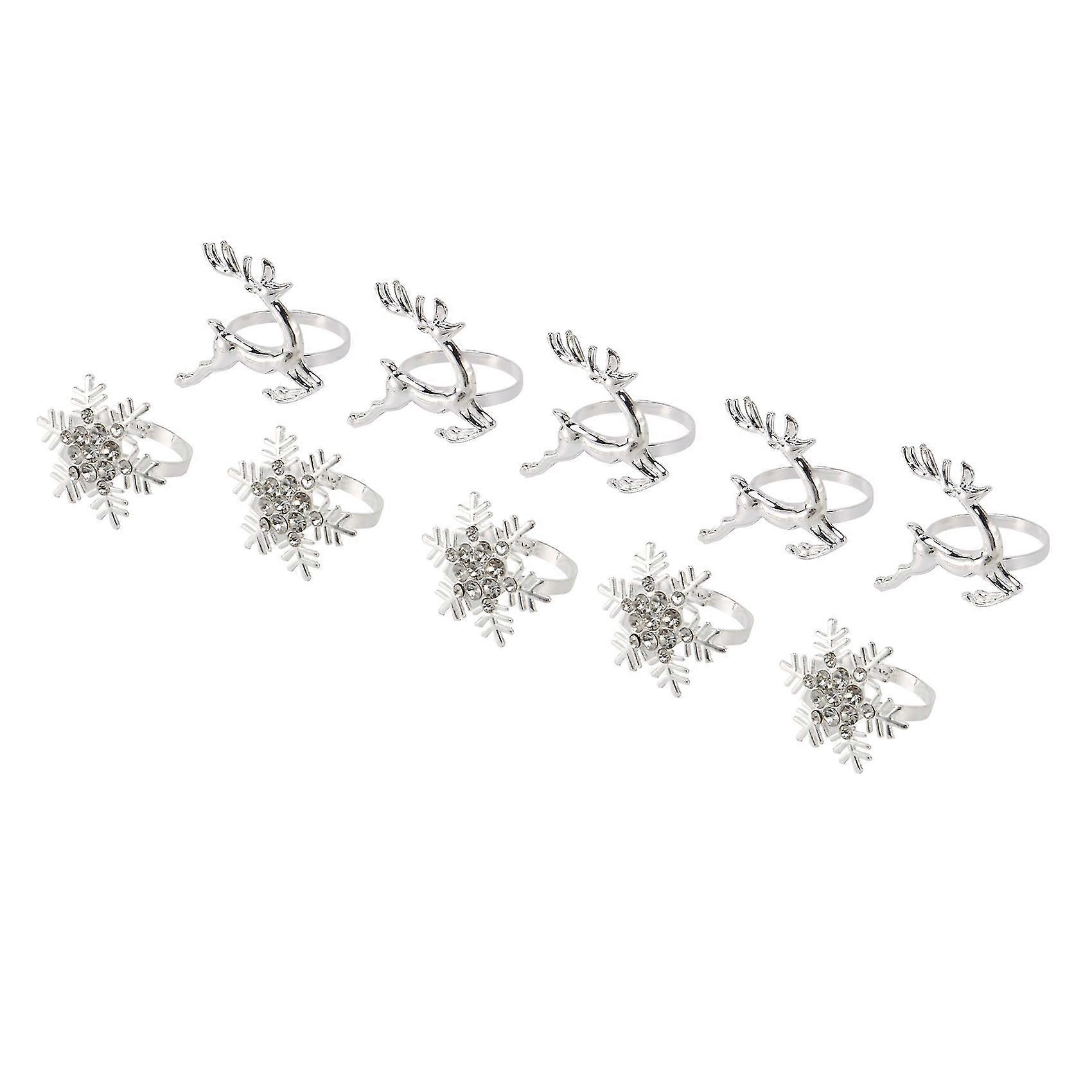 Christmas Napkin Rings Set Of 12 Pieces Rhinestone Snowflake Napkin Rings And Deer Napkin Rings