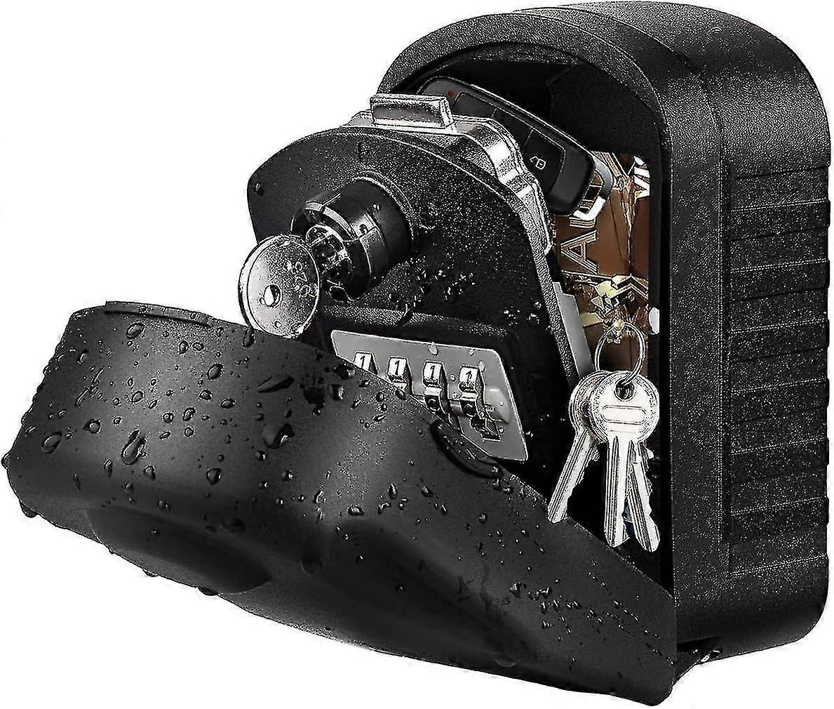 Secure Key Box Large Key Box With Code Emergency Keys, Wall-mounted Key Box With Outdoor Protective Cover(black)