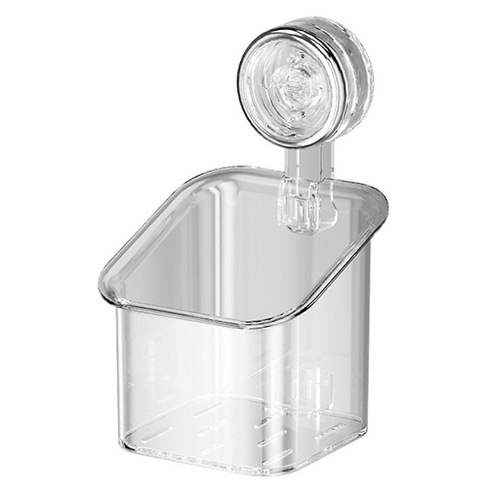 Shower Caddy Storage Rack with Drain Holes Transparent Design Removable Slot Easy Installation Storage Basket Strong Suction Shower Shelf