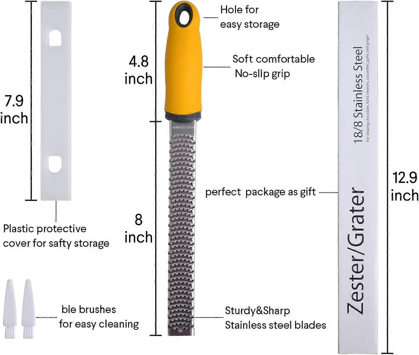 Citrus Lemon Zester & Cheese Grater - Parmesan Cheese, Lemon, Ginger, Garlic, Nutmeg, Chocolate, Vegetables, Fruits - Razor-sharp Stainless Steel Blad