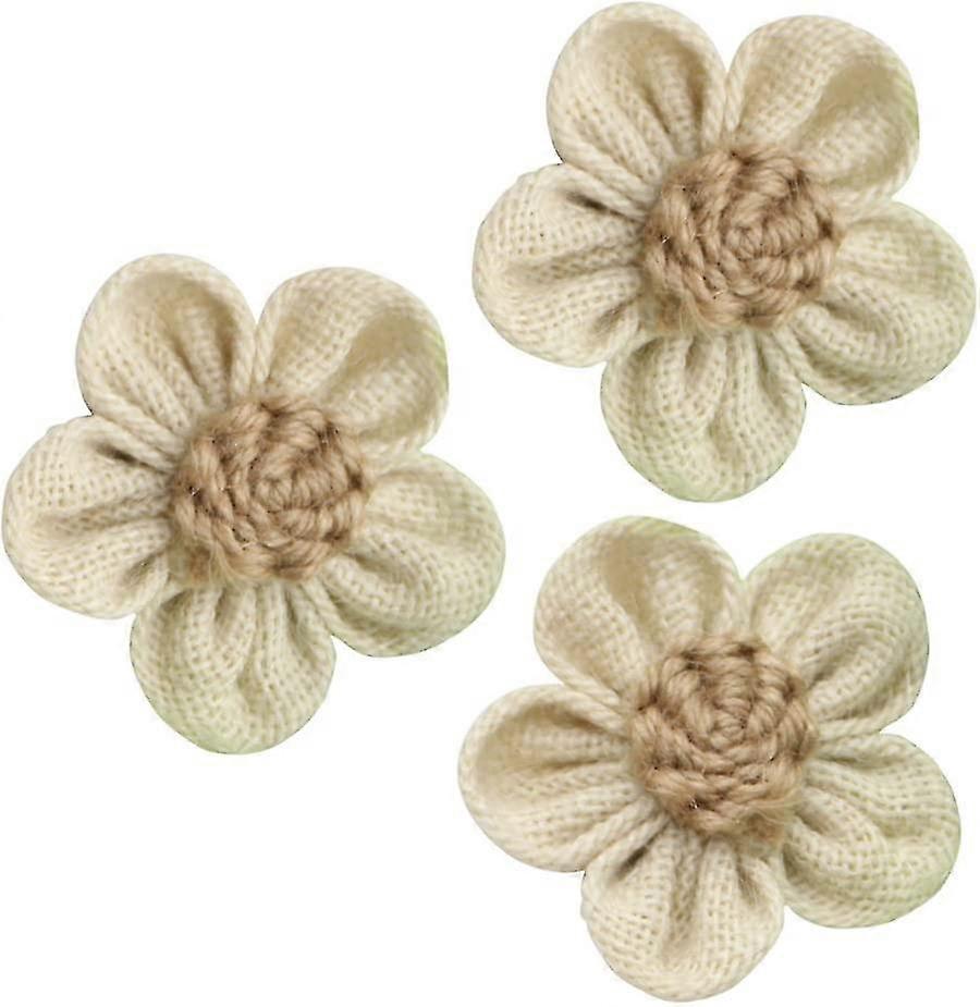 10 adet Çuval Bezi Dantel Çiçek Hessian Jüt Çuval Gül Çiçekleri Rustik Diy El Sanatları