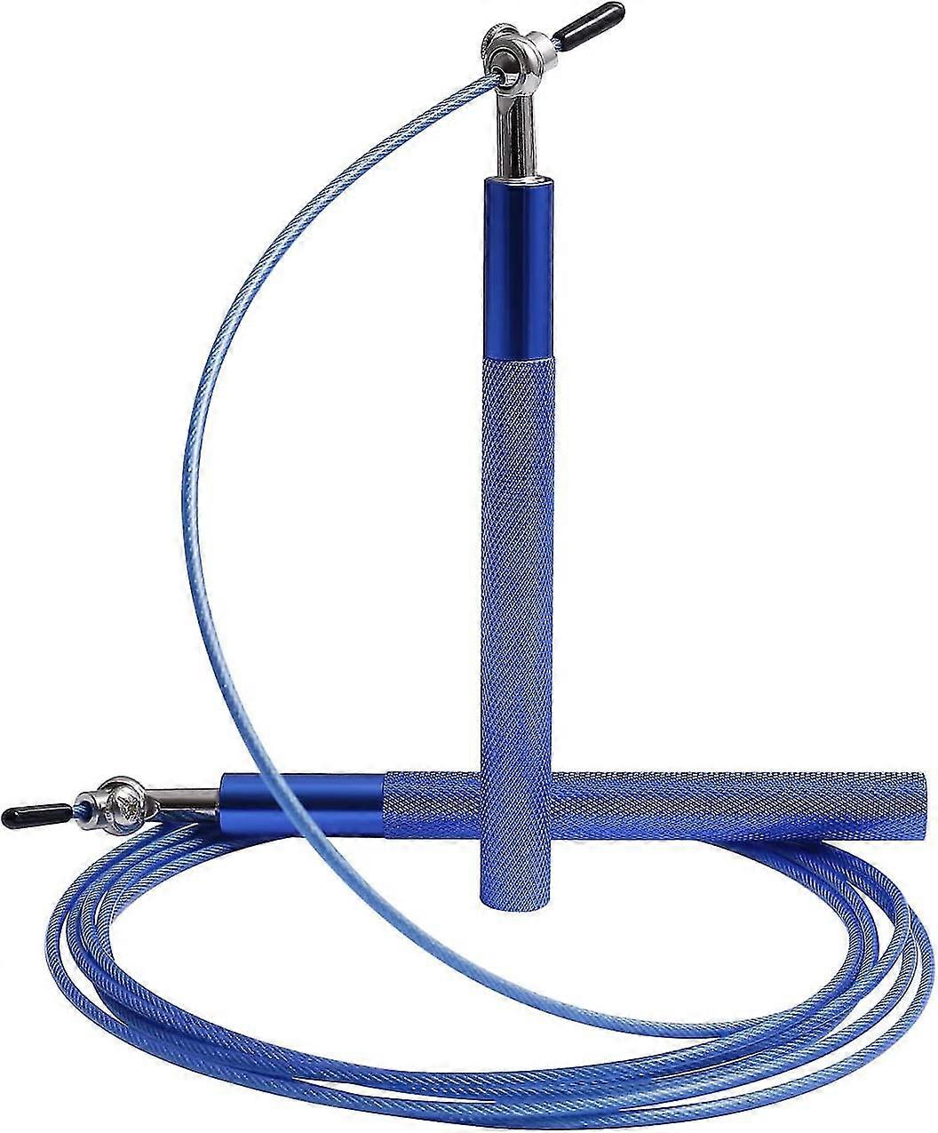 speed jump rope, adjustable speed rope jump rope with non-slip alloy handle and smooth bearings (blue)