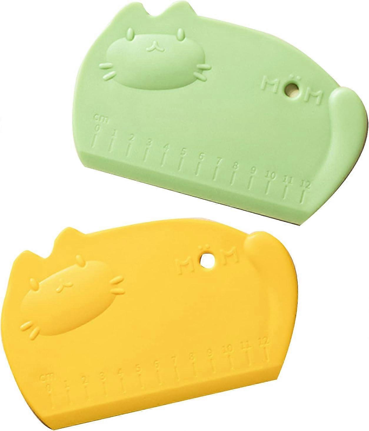 Dough Scraper Food Safe Plastic Dough Cutter,Non-Slip Tabletop Cutter with Measuring Function,Multi-Purpose Kitchen Tool for Dough,Cakes and More,2pcs