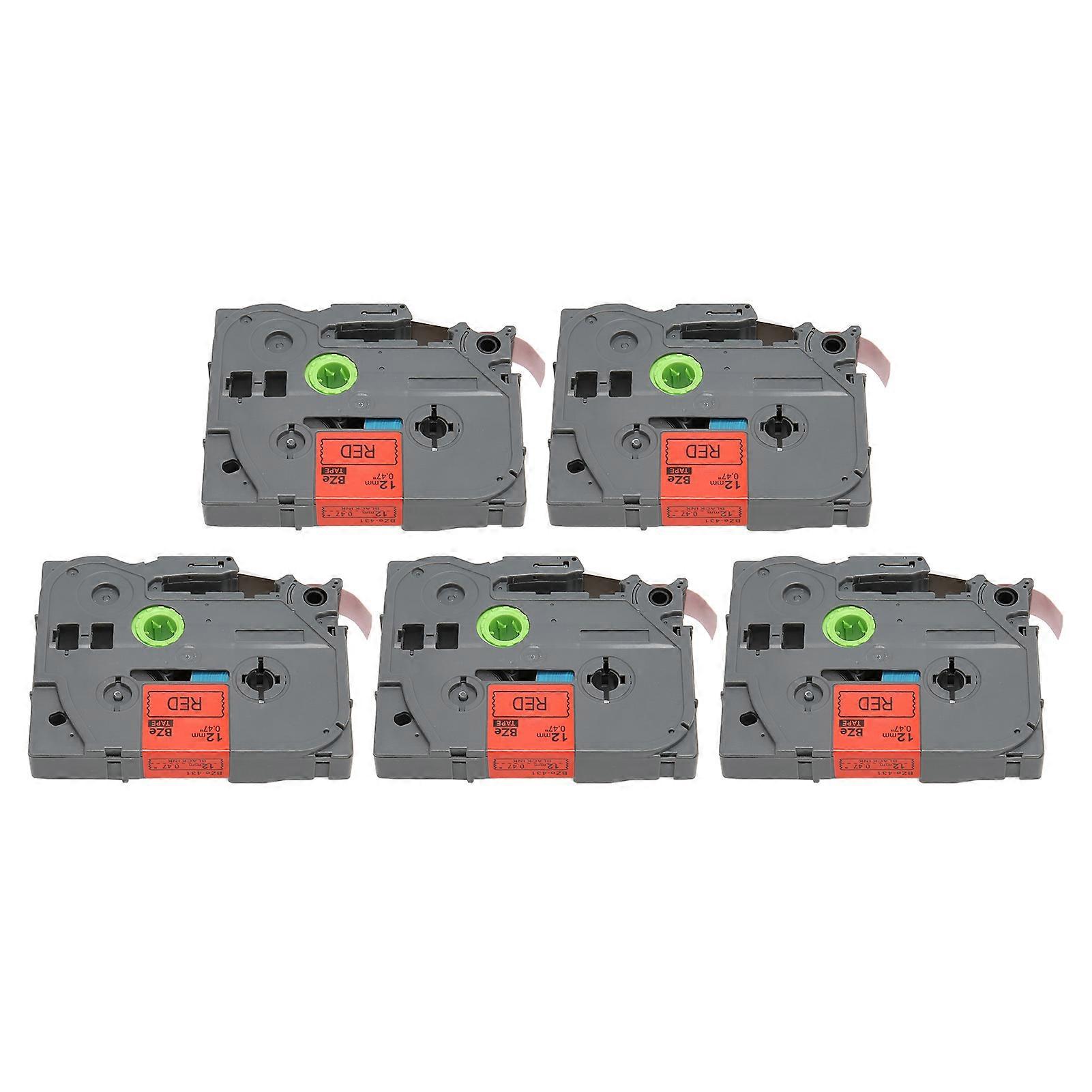 5 Pcs Label Maker Tape Black On Red 12mm 0.47 Inch Label Tape for Ptouch PT D210 PT H100 PTD220 PT 1290